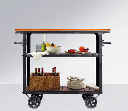 Bar Cart for Home Kitchen Serving Cart Industrial Vintage Kitchen Cart Bar Serving Carts Rolling Metal Wood