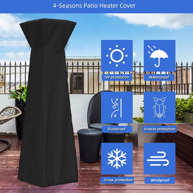 Patio Heater Cover 210D Waterproof Garden Furniture Protector Dustproof Sunscreen Tower Heater Cover Outdoor Furniture Protector