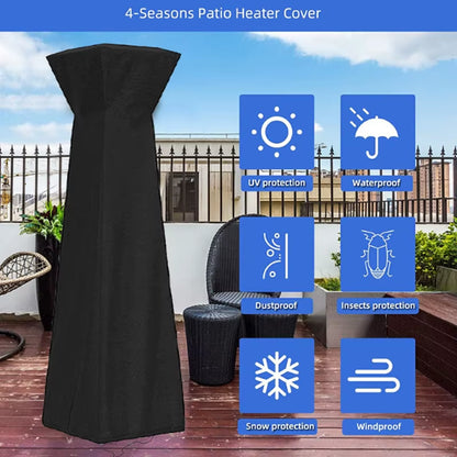 Patio Heater Cover 210D Waterproof Garden Furniture Protector Dustproof Sunscreen Tower Heater Cover Outdoor Furniture Protector