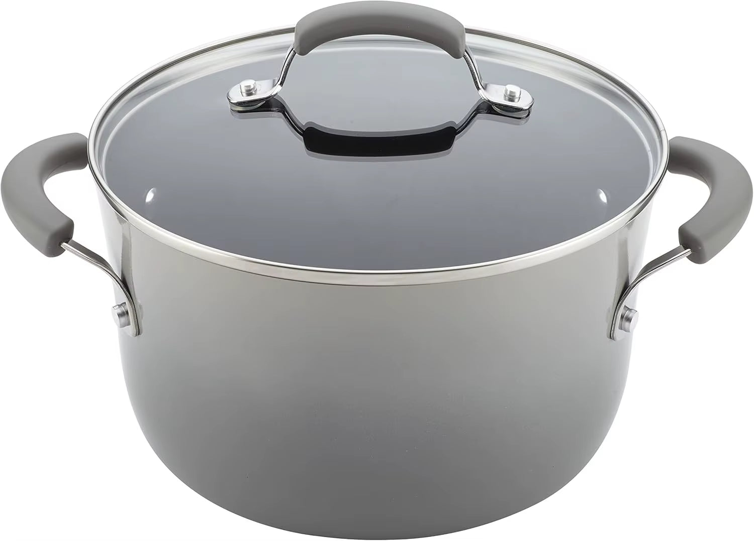 Brights Nonstick Cookware Pots and Pans Set, 14 Piece, Sea Salt Gray